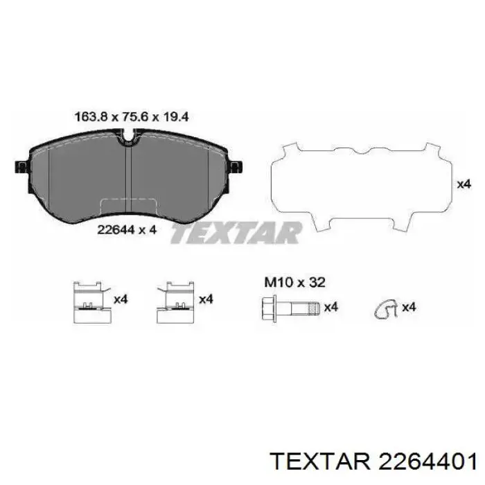 2264401 Textar sapatas do freio dianteiras de disco