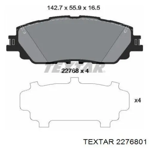 Передние тормозные колодки 2276801 Textar