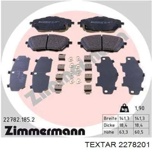 2278201 Textar Колодки передние