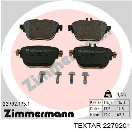 Купить 2279201 Textar Колодки тормозные задние, дисковые