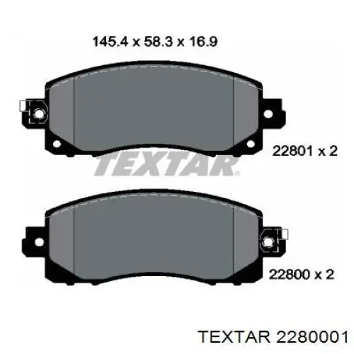 Передние тормозные колодки 2280001 Textar