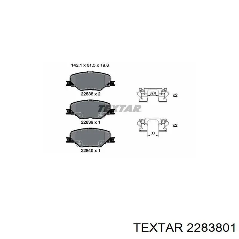 2283801 Textar sapatas do freio dianteiras de disco