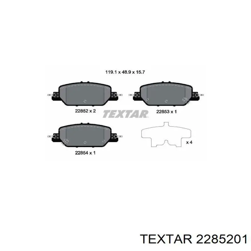 2285201 Textar sapatas do freio traseiras de disco