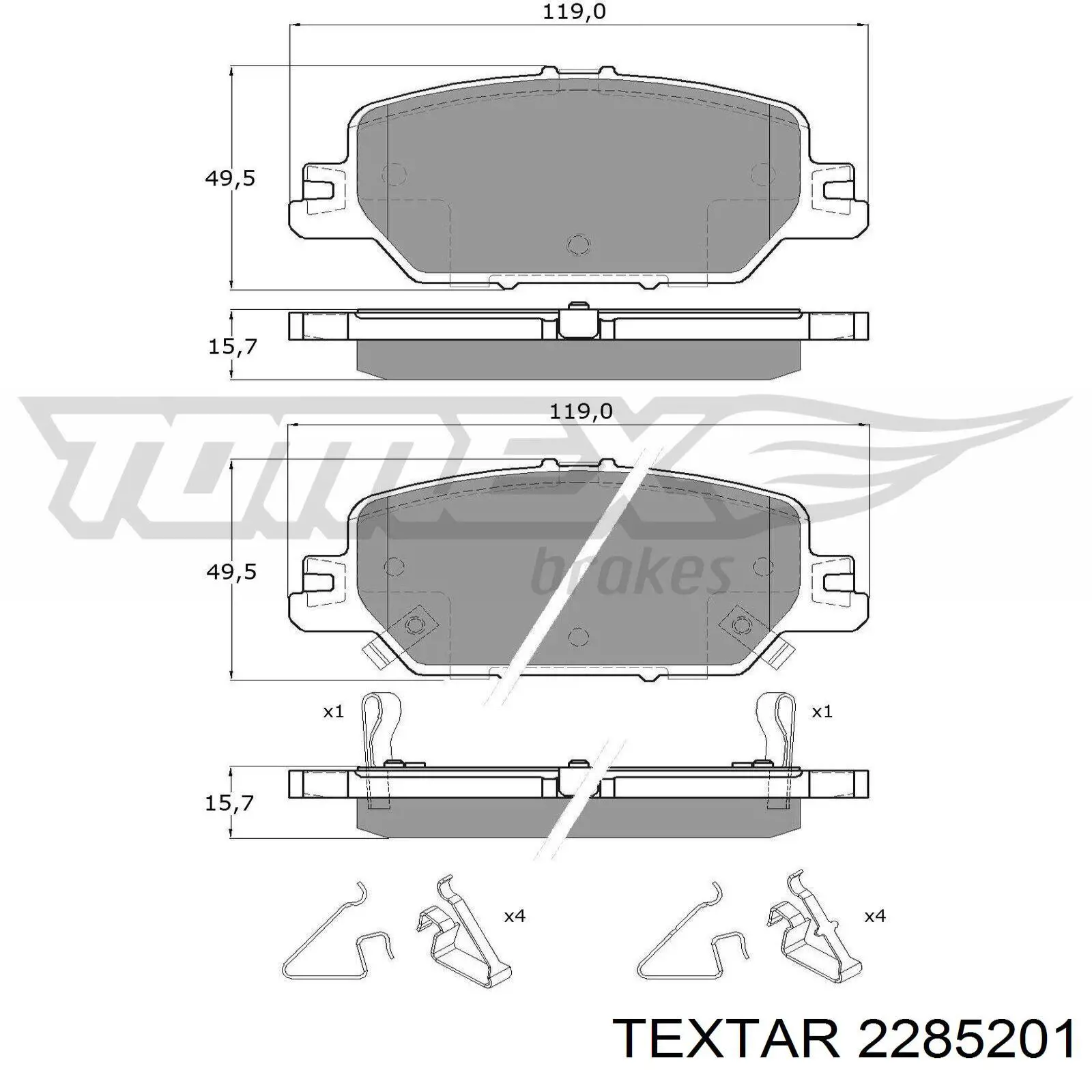 Купить 2285201 Textar Колодки тормозные задние, дисковые