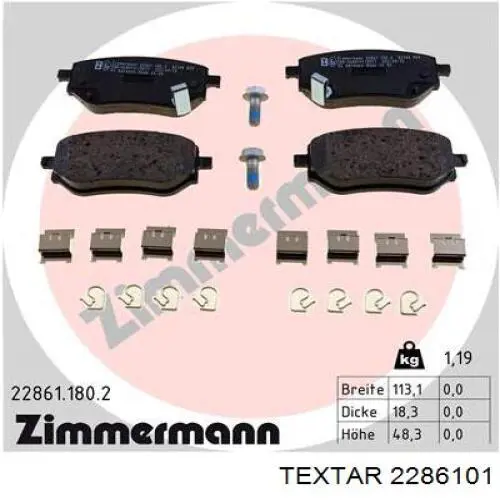 Колодки дисковые  Textar 2286101 цена, от 48.84 USD