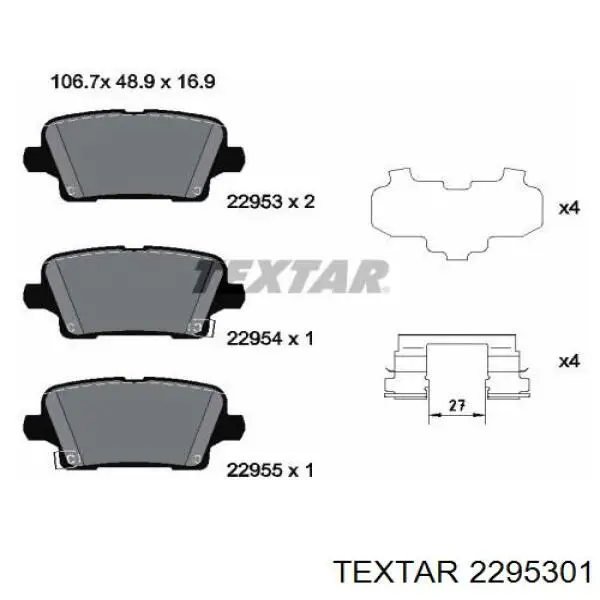 2295301 Textar sapatas do freio traseiras de disco