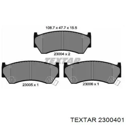 Передние тормозные колодки 2300401 Textar