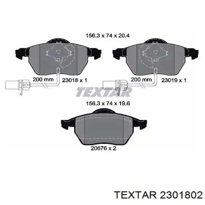 2301802 Textar передние тормозные колодки