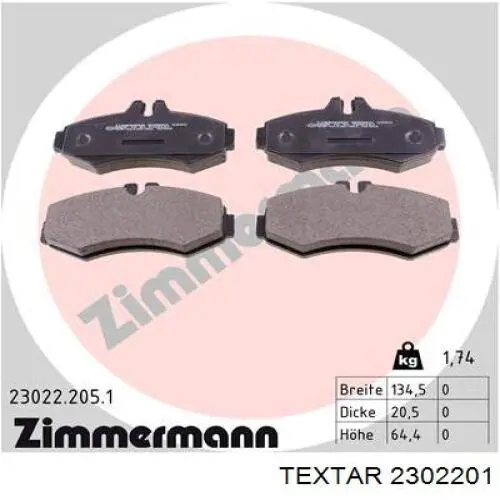 Купить 2302201 Textar Колодки тормозные