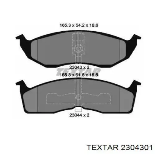 Передние тормозные колодки 2304301 Textar