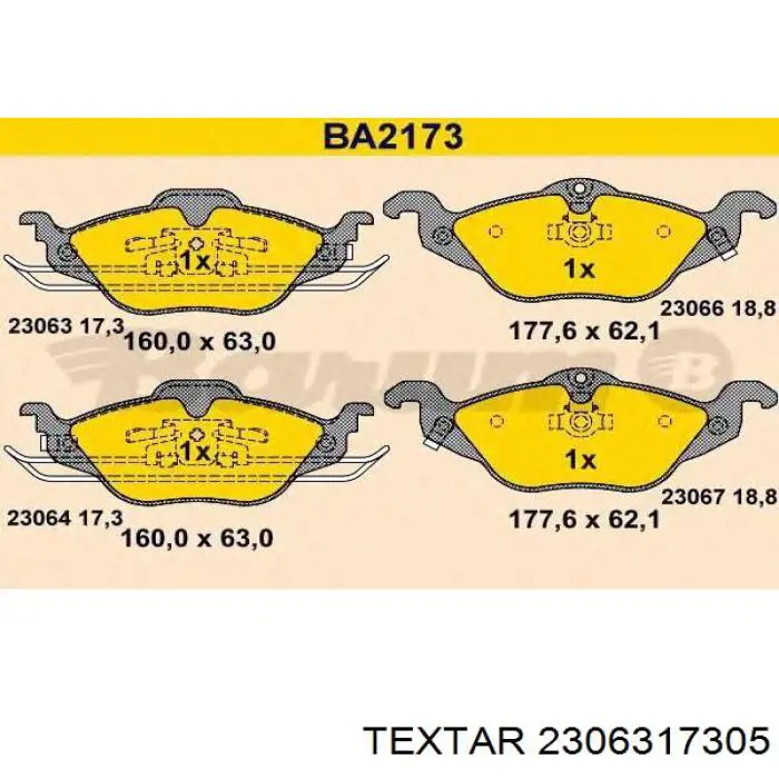 Передние тормозные колодки 2306317305 Textar