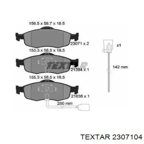 Передние тормозные колодки 2307104 Textar