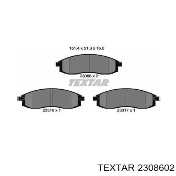 Передние тормозные колодки 2308602 Textar