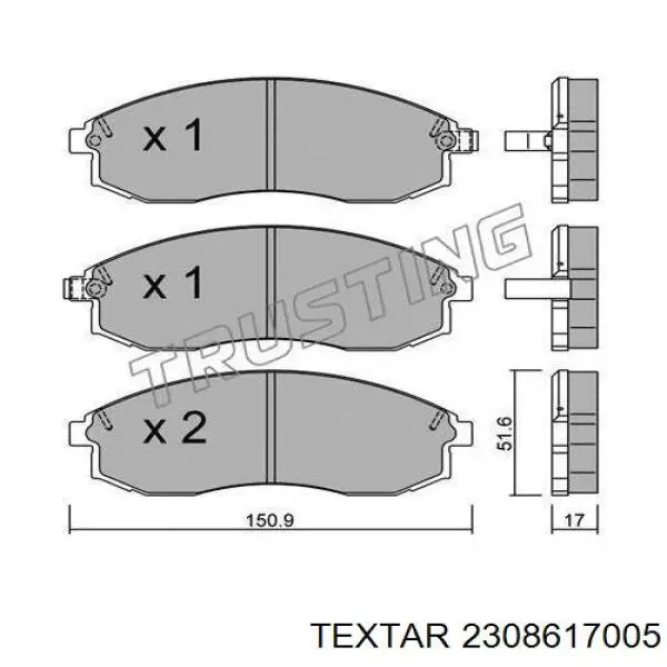 Передние тормозные колодки 2308617005 Textar