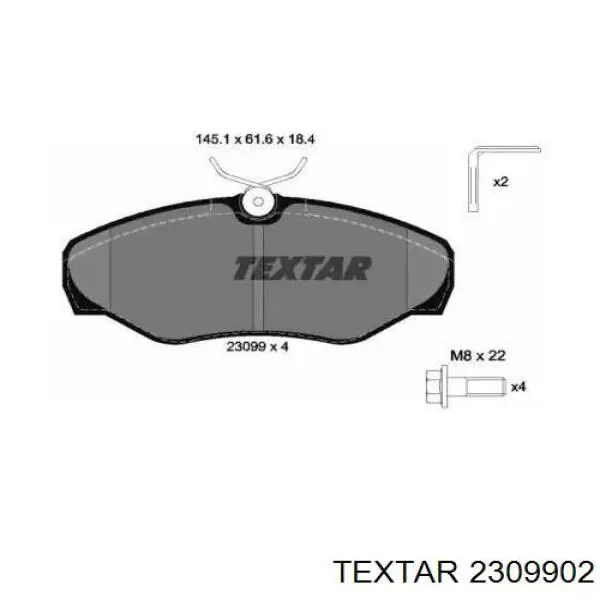 Передние тормозные колодки 2309902 Textar
