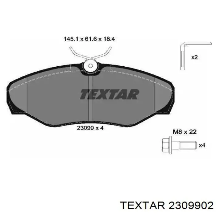 2309902 Textar колодки тормозные передние дисковые
