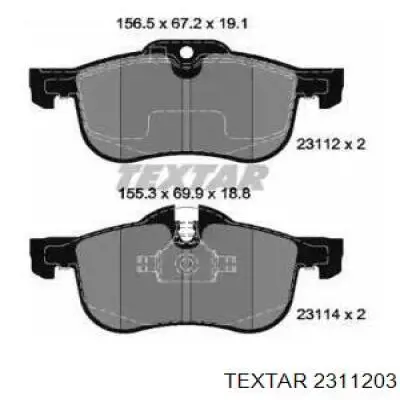 Передние тормозные колодки 2311203 Textar