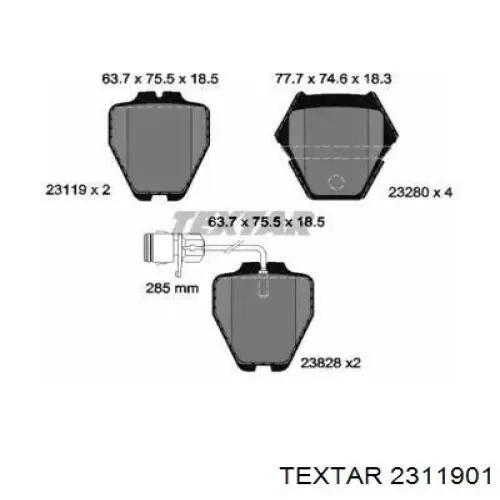 Колодки тормозные передние дисковые Textar 2311901