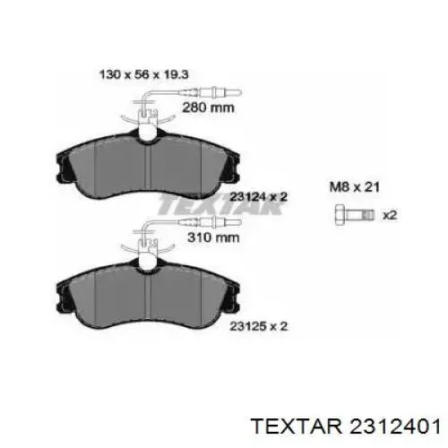 Передние тормозные колодки 2312401 Textar