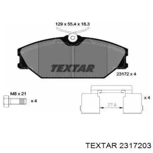 2317203 Textar колодки тормозные передние дисковые