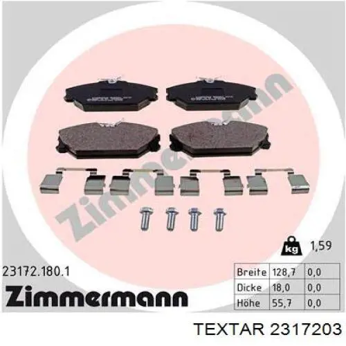 Колодки Textar 2317203 цена, от 35.82 USD