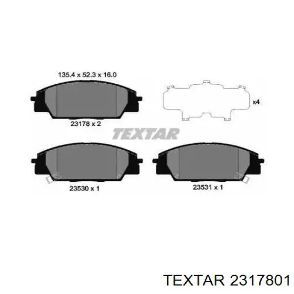 Передние тормозные колодки 2317801 Textar