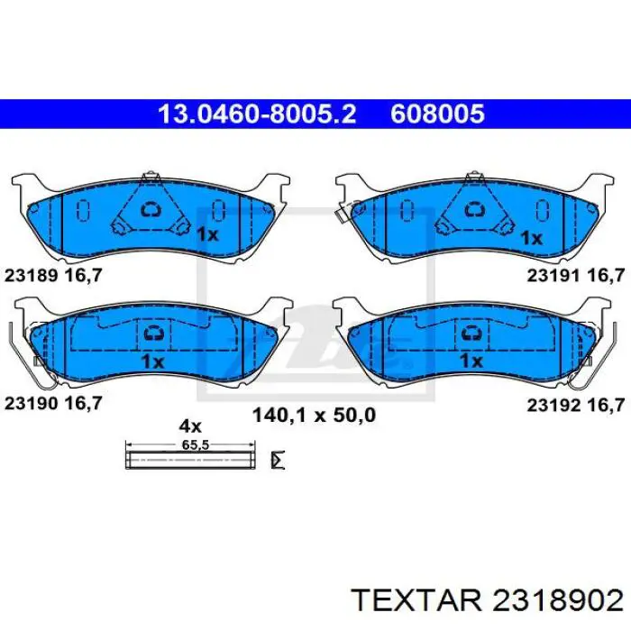 Купить 2318902 Textar Колодки тормозные задние, дисковые
