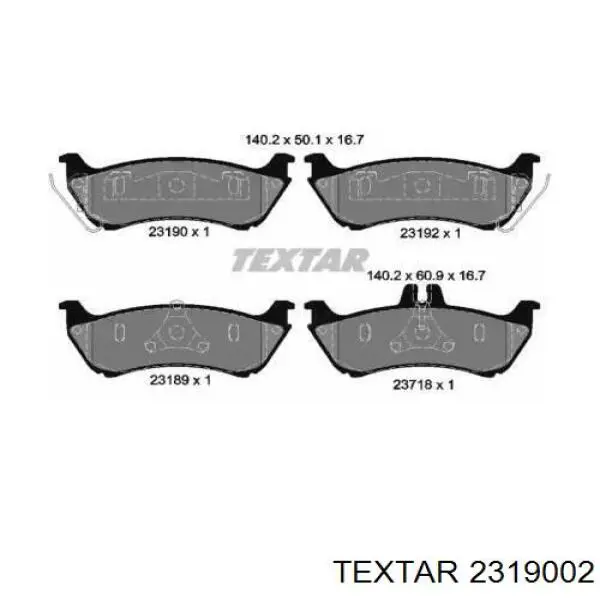 Колодки тормозные задние дисковые Textar 2319002