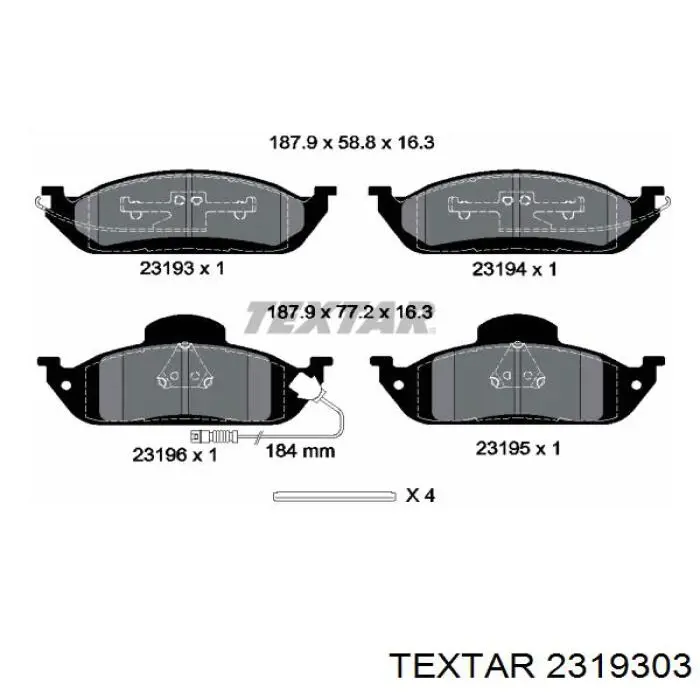 Купить 2319303 Textar Колодки тормозные