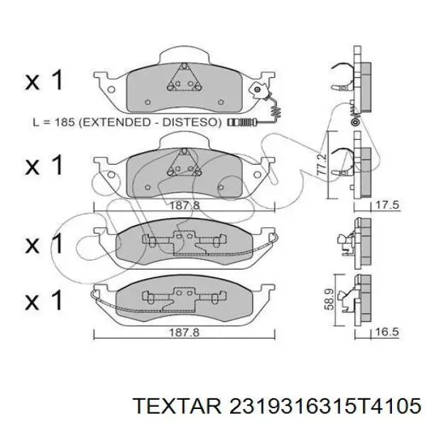 Колодки Textar 2319316315T4105 цена, от 29.89 USD