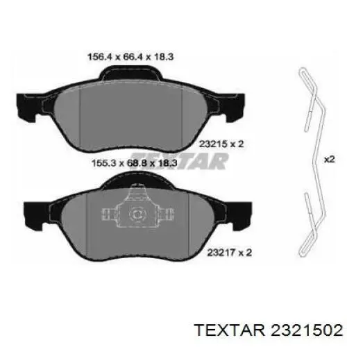Передние тормозные колодки 2321502 Textar