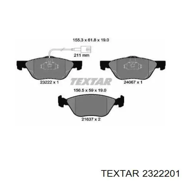 Передние тормозные колодки 2322201 Textar