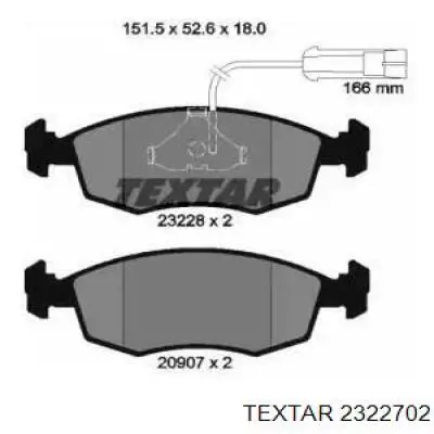 Передние тормозные колодки 2322702 Textar