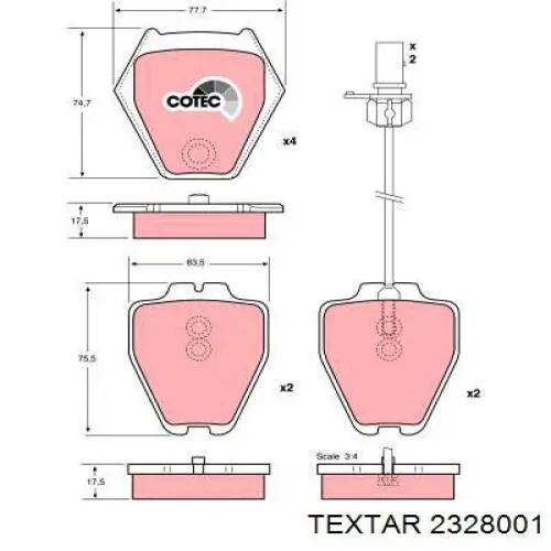 Колодки Textar 2328001 цена, от 48.08 USD