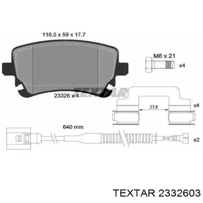 Задние тормозные колодки 2332603 Textar