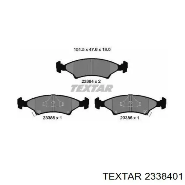 2338401 Textar колодки тормозные передние дисковые