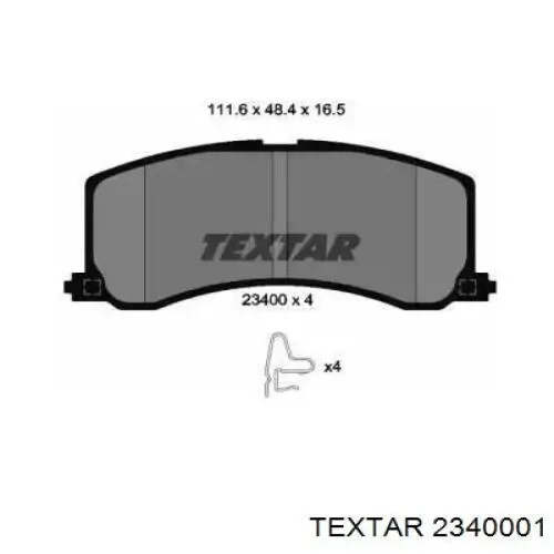 Передние тормозные колодки 2340001 Textar