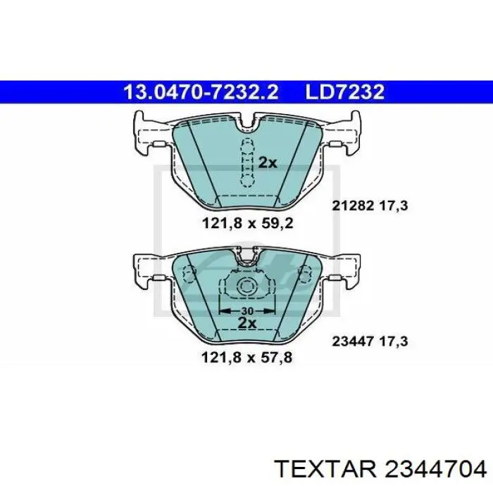 Задние тормозные колодки 2344704 Textar