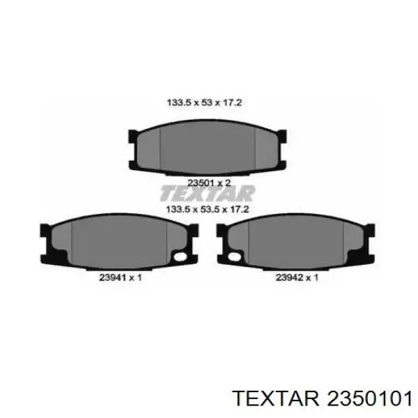 2350101 Textar передние тормозные колодки