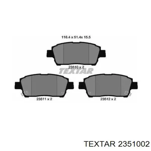 2351002 Textar Колодки передние
