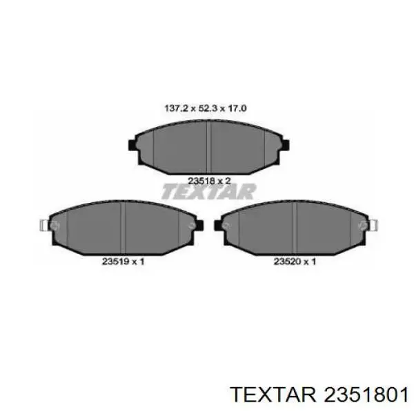 Передние тормозные колодки 2351801 Textar