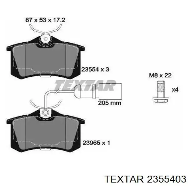 Задние тормозные колодки 2355403 Textar