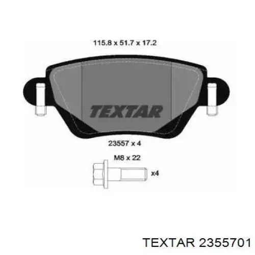 Задние тормозные колодки 2355701 Textar