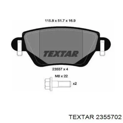 Задние тормозные колодки 2355702 Textar