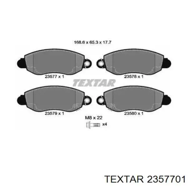 2357701 Textar передние тормозные колодки