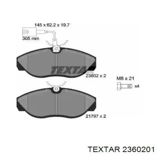 2360201 Textar колодки тормозные передние дисковые