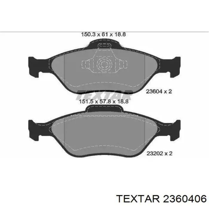 2360406 Textar колодки тормозные передние дисковые