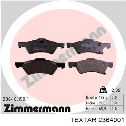 Колодки Textar 2364001 цена, от 37.34 USD