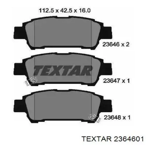 Задние тормозные колодки 2364601 Textar