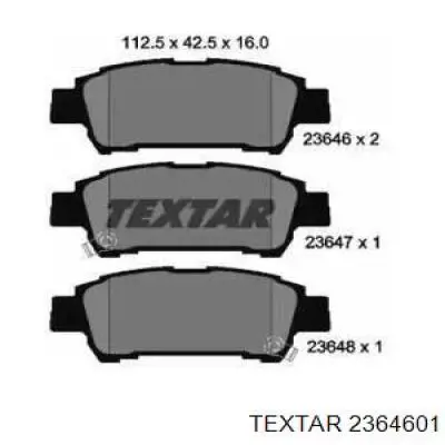 Купить 2364601 Textar Колодки тормозные задние, дисковые